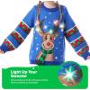 imageJOYIN LED Light Up Christmas Sweater Women Men CouplesUgly Christmas Sweater Kids with Light Bulbs Pullovers 2025Blue Reindeer