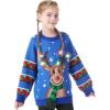 imageJOYIN LED Light Up Christmas Sweater Women Men CouplesUgly Christmas Sweater Kids with Light Bulbs Pullovers 2025Blue Reindeer