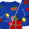 imageJOYIN LED Light Up Christmas Sweater Women Men CouplesUgly Christmas Sweater Kids with Light Bulbs Pullovers 2025Blue Strip