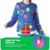 imageJOYIN LED Light Up Christmas Sweater Women Men CouplesUgly Christmas Sweater Kids with Light Bulbs Pullovers 2025Blue Strip