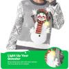 imageJOYIN LED Light Up Christmas Sweater Women Men CouplesUgly Christmas Sweater Kids with Light Bulbs Pullovers 2025Gray Snowman