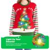 imageJOYIN LED Light Up Christmas Sweater Women Men CouplesUgly Christmas Sweater Kids with Light Bulbs Pullovers 2025Red Chritmas Tree