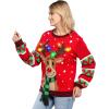 imageJOYIN LED Light Up Christmas Sweater Women Men CouplesUgly Christmas Sweater Kids with Light Bulbs Pullovers 2025Red Reindeer