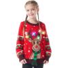 imageJOYIN LED Light Up Christmas Sweater Women Men CouplesUgly Christmas Sweater Kids with Light Bulbs Pullovers 2025Red Reindeer