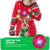 imageJOYIN LED Light Up Christmas Sweater Women Men CouplesUgly Christmas Sweater Kids with Light Bulbs Pullovers 2025Red Reindeer