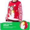 imageJOYIN LED Light Up Christmas Sweater Women Men CouplesUgly Christmas Sweater Kids with Light Bulbs Pullovers 2025Red Snowman