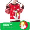 imageJOYIN LED Light Up Christmas Sweater Women Men CouplesUgly Christmas Sweater Kids with Light Bulbs Pullovers 2025Red Snowman