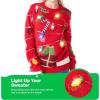 imageJOYIN LED Light Up Christmas Sweater Women Men CouplesUgly Christmas Sweater Kids with Light Bulbs Pullovers 2025Red Strip