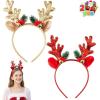 imageJOYIN 2 Pcs Golden ampamp Red Reindeer Headbands with Glitters Reindeer Antlers Decor with Cute Gold Bells Christmas Hair Band Accessories for Adult and Kids for Holiday Party Cosplay