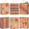 imageJOYIN 24 PCS Christmas Kraft Gift Bags Xmas Holiday Paper Goody Wrap Shopping Bags with Handles for Holiday Presents Giant Gifts Decorations Classrooms and Party Favors 10 x 13 x 5