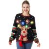 imageJOYIN LED Light Up Christmas Sweater Women Men CouplesUgly Christmas Sweater Kids with Light Bulbs Pullovers 2025Black Reindeer