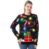 imageJOYIN LED Light Up Christmas Sweater Women Men CouplesUgly Christmas Sweater Kids with Light Bulbs Pullovers 2025Black Strip