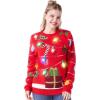 imageJOYIN LED Light Up Christmas Sweater Women Men CouplesUgly Christmas Sweater Kids with Light Bulbs Pullovers 2025Red Strip