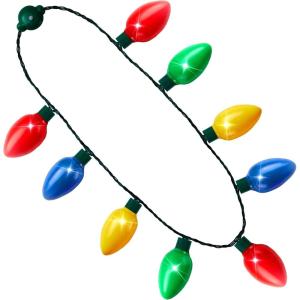 imageJOYIN 9 Packs Christmas Necklace LED Light Up Necklaces 9 Bulbs LED Holiday Party Favor Costume Accessories for Christmas Xmas Favor Party Supply