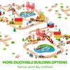 image60PCS Wooden Train Set  Toy Magnetic Trains with Wooden Track Set for Kids Ages 38 Construction Crane Railway Set Perfect Christmas Birthday Gift for Grandkids Toddlers Boys Girls110PCS