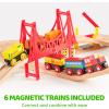 image60PCS Wooden Train Set  Toy Magnetic Trains with Wooden Track Set for Kids Ages 38 Construction Crane Railway Set Perfect Christmas Birthday Gift for Grandkids Toddlers Boys Girls110PCS