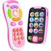 imageJOYIN Baby Learning Phone and Remote Toy for Toddler Pink Smartphone Toys with Music for Infants Kids Holiday Stocking Stuffers Birthday Gift for Girls Gifts for ChristmasPink Phone and Remote Toy with Bird