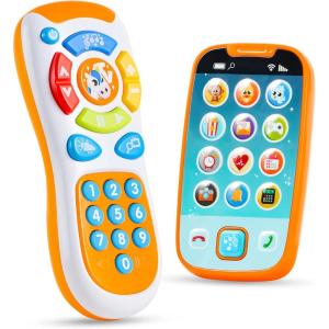imageJOYIN Baby Learning Phone and Remote Toy for Toddler Pink Smartphone Toys with Music for Infants Kids Holiday Stocking Stuffers Birthday Gift for Girls Gifts for ChristmasWhite Phone and Remote Toy with Horse