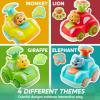 imageAnimal Toy Cars Toddler Toys for Boys Girls 4 Pack Press and Go Cars Including Elephant Monkey Giraffe and Lion Wind Up Toddler Gift Christmas Birthday Gift for Kids