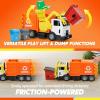 imageJOYIN Large Friction Powered Garbage Truck Toy Set Includes Dumpster Trash Bins and Learning Cards for Kids OrangeOrange
