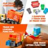 imageJOYIN Large Friction Powered Garbage Truck Toy Set Includes Dumpster Trash Bins and Learning Cards for Kids OrangeOrange