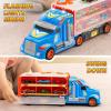 imageJOYIN Toy Truck for Kids5FT Race Track and 12 DieCast Metal Toy Cars Racing Car with Lights ampamp Sounds Carrier Truck Playset Gift for 3 4 5 Years Old Boys and GirlsBlue Orange