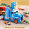 imageJOYIN Toy Truck for Kids5FT Race Track and 12 DieCast Metal Toy Cars Racing Car with Lights ampamp Sounds Carrier Truck Playset Gift for 3 4 5 Years Old Boys and GirlsBlue Orange