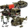 imageJOYIN 3 in 1 Friction Powered Siren Army Vehicle Toy with Action Figures  Military Truck Helicopter and Tank Toy with Light and Sound Siren for Imaginative Play Presents for Kids