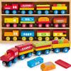 imageMontessori Wooden Train Toy Set for Kids 12PCS Magnetic Train Cars with Storage Gift Box STEM Educational Toy for Boys ampamp Girls Ages 28 Years Christmas Birthday Party Gift