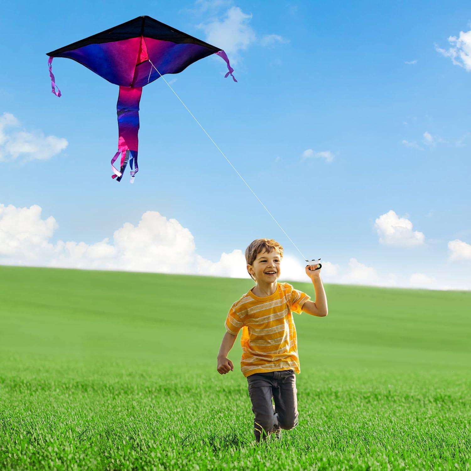 imageJOYIN 3 Packs Delta Multicolor Kite Warm and Cold Color Easy to Fly for Kids and Adults with 2625 ft String Large Delta Beach Kite for Outdoor Games and Activities