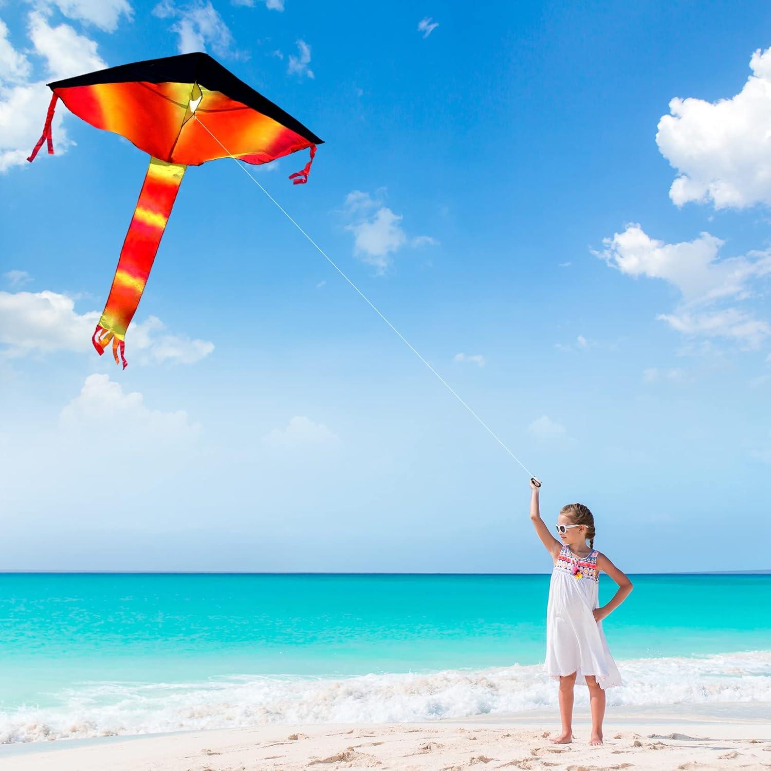 imageJOYIN 3 Packs Delta Multicolor Kite Warm and Cold Color Easy to Fly for Kids and Adults with 2625 ft String Large Delta Beach Kite for Outdoor Games and Activities