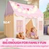 imageSYNCFUN Play Tent for KidsIndoor ampamp Outdoor Tent with BlanketLED Lights ampamp Flags for ToddlerSpacious 513552 InchPlayhouse for KidsIdeal Private Space for Reading ampamp Play for Boys ampamp Girls Age 37Pink