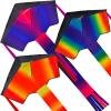 imageJOYIN 3 Packs Delta Multicolor Kite Warm and Cold Color Easy to Fly for Kids and Adults with 2625 ft String Large Delta Beach Kite for Outdoor Games and Activities