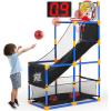 imageSYNCFUN LED Scoring Arcade Basketball Game Set with Electronic Scoreboard and Cheer Sounds 4 Balls and Hoop Toys for Ages 312 Years Old Indoor Outdoor Sport Play  Easy Set Up