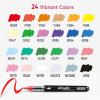 imageSYNCFUN 24 PCS Acrylic Paint Markers Brush Tip Direct Liquid Markers with Constant Flow Technology Waterproof Paint Art Supplies ampamp Craft for Kids Fabric Canvas Rock Wood Glass Ceramic Metal
