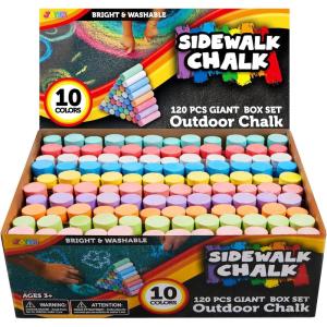 imageJOYIN 30 PCS Sidewalk Chalks for Kids 10 Colors Nontoxic Jumbo Washable Colored Chalk for Toddlers 13 School Supplies Classroom Must Haves Gift for Kids120