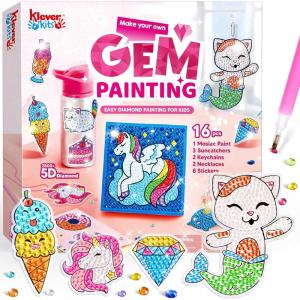 imageKlever Kits 16 Projects Gem Princess for Kids Make Your Own Diamond Gem Painting Kit Arts and Crafts for Girls Ages 612 Gem Craft Activities Kits Premium Art Gift Ideas for Girls Ages 6 7 8Fantasy