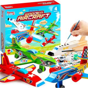 imageKlever Kits 4 DIY Wooden AircraftsBuild ampamp Paint Your Own Wooden Airplane Craft Kit Art ampamp Craft Kit DIY Projects Easy to Assemble Birthday Gifts for Boys 612 Year Old