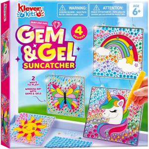 imageKlever Kits 4PCS Window Art 2in1 Gems and Gels Suncatcher 2 Ways to Play Diamond and Gels Arts ampamp Crafts Toys for Boys Girls Christmas Birthday Gifts for Kids Age 6 and UpRainbow