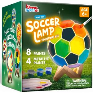 imageKlever Kits DIY 3D Soccer Night Light Paint Your Own Soccer Lamp Kit Arts and Crafts Kit School Activities Birthday Gifts for Kids Girls Boys Aged 6 7 8 9 10Soccer Ball