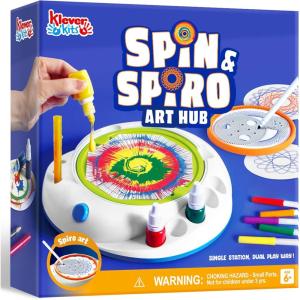 imageKlever Kits Spin Art for Kids 2in1 Spin Spiro Machine Kit Arts ampamp Crafts Paint for Boys ampamp Girls Painting Spinner Toys Kits DIY Birthday Gifts for Kids Age 6 and up