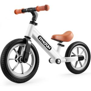 imageSYNCFUN Toddler Balance Bike Adjustable Seat and Carry Handle 12 AntiSkid Tires Toddler Bike for 2 3 4 5 Year Old Boys and Girls Gift Bike for 25 Boys Girls BlackWhite