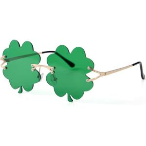 image:imageJOYIN St Patricks Day Four Leaf Shamrock Sunglass Metal Frame Shamrock Glasses Clover Eyewear St Patricks Dress Up Accessories Irish Day Costume Party Favor Supply