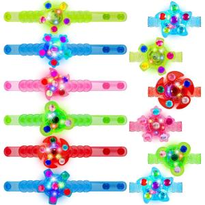 image:imageJOYIN 24 Pack LED Light Up Fidget Spinner Bracelets Glow in The Dark Fidget Party Favors for Kids School Goodie Bags Stuffers Treasure Box Toys for Classroom Birthday Gifts For Boys Girls