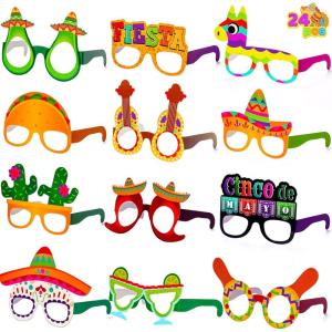 image:imageJOYIN Mexican Fiesta Party Paper Eyeglasses for Cinco de Mayo Party Decorations Mexican Party Favors Photo Booth Props24