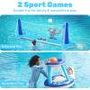 image:imageJOYIN Inflatable Volleyball Net amp Basketball Hoops Pool Float Set Balls Included for KidsAdults Summing Pool Game Floating Summer Floaties Volleyball Court BasketballLDark BlueDark Blue