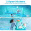 image:imageJOYIN Inflatable Volleyball Net amp Basketball Hoops Pool Float Set Balls Included for KidsAdults Summing Pool Game Floating Summer Floaties Volleyball Court BasketballLDark BlueBlue Cyan