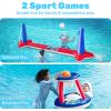 image:imageJOYIN Inflatable Volleyball Net amp Basketball Hoops Pool Float Set Balls Included for KidsAdults Summing Pool Game Floating Summer Floaties Volleyball Court BasketballLDark BlueRed