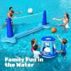 image:imageJOYIN Inflatable Volleyball Net amp Basketball Hoops Pool Float Set Balls Included for KidsAdults Summing Pool Game Floating Summer Floaties Volleyball Court BasketballLDark BlueDark Blue