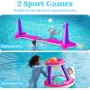 image:imageJOYIN Inflatable Volleyball Net amp Basketball Hoops Pool Float Set Balls Included for KidsAdults Summing Pool Game Floating Summer Floaties Volleyball Court BasketballLDark BluePink Purple